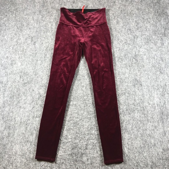 SPANX Pants - SPANX Velvet Leggings Womens M Red High‎ Rise Slimming Stretch Ankle Pull On